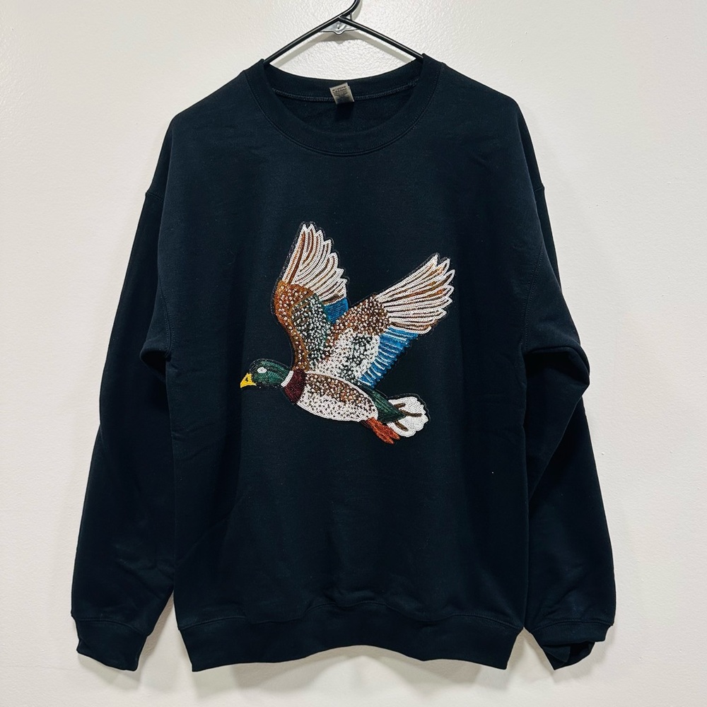 Duck hunting sweatshirt! Glitter sequin mallard duck sweater size XL